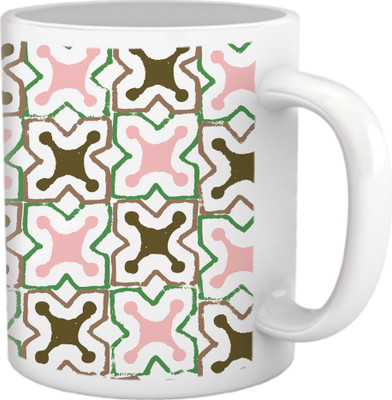 60% OFF on Tiedribbons Shy Shine_Geometric Multicolor_ Connected Pattern Ceramic Mug 325 ml