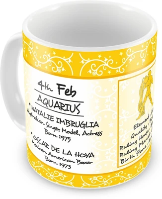 10% OFF on Everyday Gifts Happy Birthday 4th Feb Zodiac Ceramic Mug