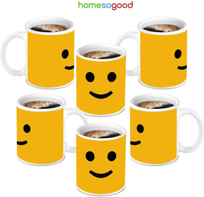49% OFF on HomeSoGood Smiley Happy Face Ceramic Mug 280 ml, Pack of 6 49% OFF on HomeSoGood Smiley Happy Face Ceramic Mug 280 ml, Pack of 6