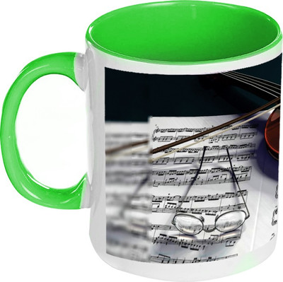 AMY Musical Instruments Inside Green Coffee Ceramic Mug AMY Musical Instruments Inside Green Coffee Ceramic Mug