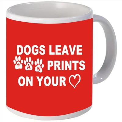 Snoogg Dog prints on heart Ceramic Mug Snoogg Dog prints on heart Ceramic Mug