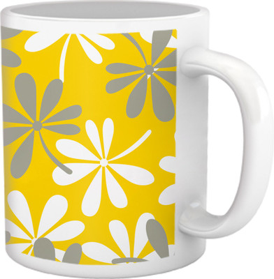 75% OFF on Tiedribbons Shy Shine_Geometric Multicolor_ soft yellow Pattern Ceramic Mug 325 ml