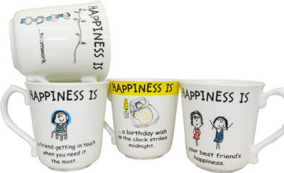 25% OFF on Happiness is 1 Bone China Mug 300 ml, Pack of 4 25% OFF on Happiness is 1 Bone China Mug 300 ml, Pack of 4