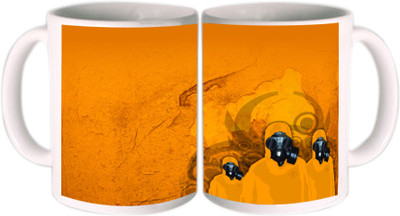 62% OFF on Shopkeeda Yellow Mask Men Ceramic Mug 350 ml