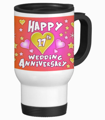 52% OFF on SajawatHomes 17th Happy Anniversary White Travel Stainless Steel Mug 600 ml