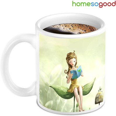 41% OFF on Homesogood Girl Reading On Sun Light Coffee Ceramic Mug 280 ml