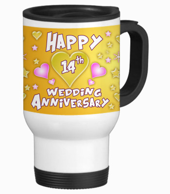 52% OFF on SajawatHomes 14th Happy Anniversary White Travel Stainless Steel Mug 600 ml