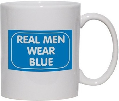 40% OFF on Teeskart Real Men Wear Blue Porcelain Mug 300 ml 40% OFF on Teeskart Real Men Wear Blue Porcelain Mug 300 ml