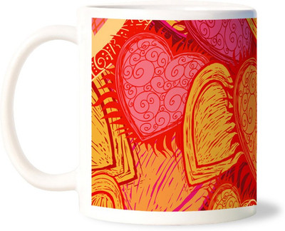 50% OFF on Lovely Collection Designer Multicolour Heart's Ceramic Mug