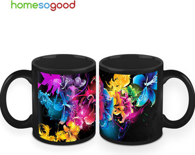 37% OFF on HomeSoGood Wonderful Exploding Colours Coffee Ceramic Mug 325 ml, Pack of 2
