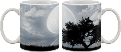15% OFF on Artifa Moon And Tree Porcelain, Ceramic Mug 350 ml