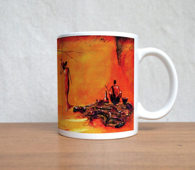 50% OFF on StyBuzz Girl Abstract Oil Painting Art Porcelain Mug 300 ml