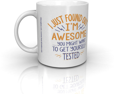 37% OFF on Bcreative I'm Awesome, Get Yourself Tested Officially Licensed Ceramic Mug 350 ml