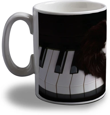 15% OFF on Artifa Cat Sleeping On Piano Porcelain, Ceramic Mug 350 ml