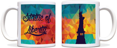 65% OFF on ShopMantra Statue of Liberty Poly Art Black Ceramic Mug 300 ml