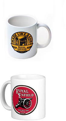 40% OFF on Bikenwear Customized Royal Enfield Set2 Ceramic Mug 350 ml, Pack of 2