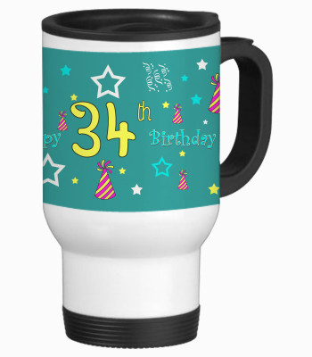 52% OFF on SajawatHomes 34th Happy Birthday White Travel Stainless Steel Mug 600 ml