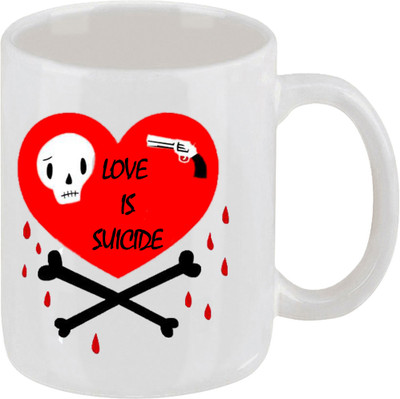 16% OFF on Ellicon Love Is Suicide Funny Coffee Mug Ceramic Mug