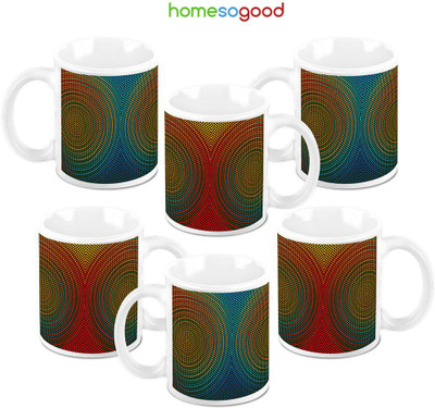49% OFF on HomeSoGood Magnified Pollens Ceramic Mug 325 ml, Pack of 6