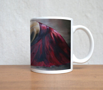 60% OFF on StyBuzz Ballerina in Red Painting Art Ceramic Mug 300 ml