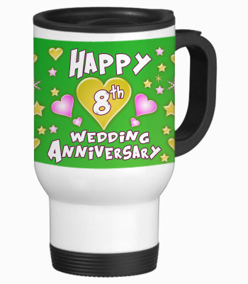 52% OFF on SajawatHomes 8th Happy Anniversary White Travel Stainless Steel Mug 600 ml