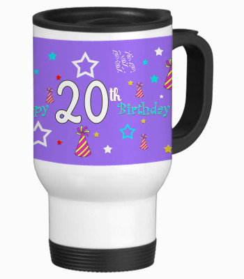 52% OFF on SajawatHomes 20th Happy Birthday White Travel Stainless Steel Mug 600 ml