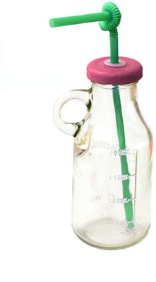 Satyam Kraft Bottle With Straw And Air Tight Cap Glass Mug (500 Ml) - MUGEGAG263CJPUCX