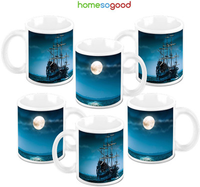 49% OFF on Homesogood Ship In The Full Moon Pack Of 6 Ceramic Mug 325 ml, Pack of 6 49% OFF on Homesogood Ship In The Full Moon Pack Of 6 Ceramic Mug 325 ml, Pack of 6