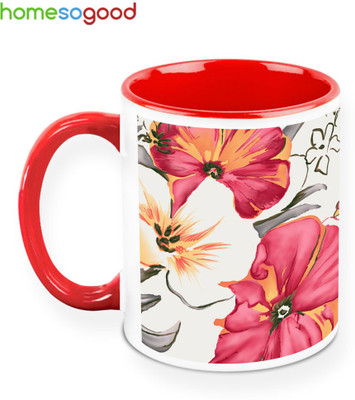 33% OFF on HomeSoGood Amazing Floral Depiction Ceramic Mug 325 ml