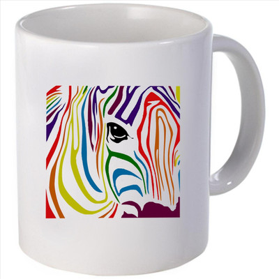 Snoogg rainbow zebra Ceramic Mug