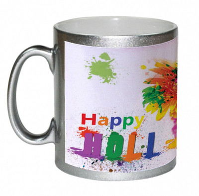 55% OFF on AMY Colorfull Happy Holi Massege With Flower Ceramic Mug 325 ml