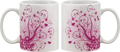 15% OFF on Artifa Floral Violet Porcelain, Ceramic Mug 350 ml