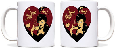 65% OFF on ShopMantra Lady Coffe Time Black Ceramic Mug 300 ml