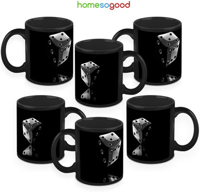 41% OFF on HomeSoGood Tha Game Of Dice Coffee Ceramic Mug 325 ml, Pack of 6