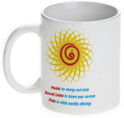 63% OFF on Mugwala Sudarshana is Modak for Energy Ceramic Mug 330 ml