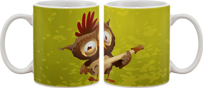 15% OFF on Artifa Owl Playing Guitar Funny Porcelain, Ceramic Mug 350 ml