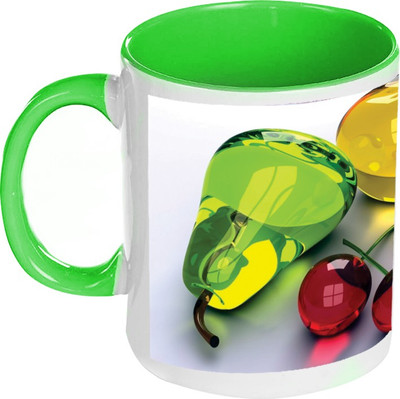 58% OFF on AMY Fruits Multicolor Inside Green Coffee Ceramic Mug 325 ml