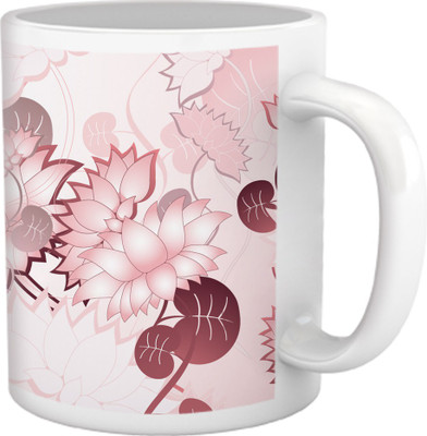 50% OFF on Tiedribbons Geometric Toned_Floral Pattern_Pinkish Shade Ceramic Mug 325 ml