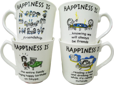 27% OFF on Happiness is Love Bone China Mug 300 ml, Pack of 4 27% OFF on Happiness is Love Bone China Mug 300 ml, Pack of 4
