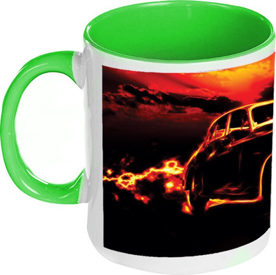 58% OFF on AMY Fire Flame Vintage Car Inside Green Coffee Ceramic Mug