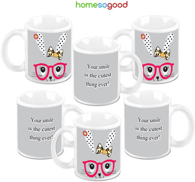 49% OFF on Homesogood The Cutest Smile Pack Of 6 Ceramic Mug 325 ml, Pack of 6 49% OFF on Homesogood The Cutest Smile Pack Of 6 Ceramic Mug 325 ml, Pack of 6