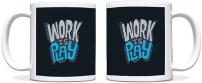 60% OFF on ShopMantra Work is Play Black Ceramic Mug 300 ml