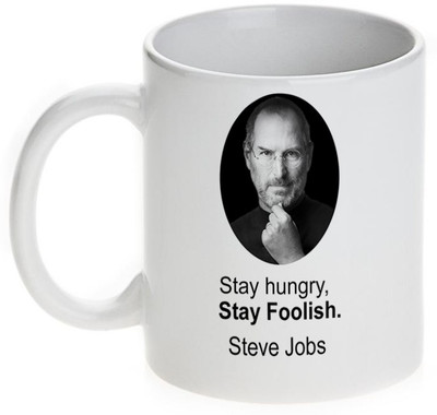 63% OFF on Mugwala Steve Jobs Hungry Stay Foolish Ceramic Mug 350 ml