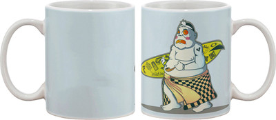 15% OFF on Artifa Fat Guy Surfing Porcelain, Ceramic Mug 350 ml