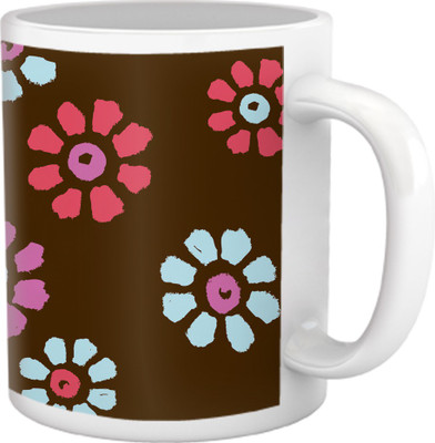 66% OFF on Tiedribbons Shy Shine_Geometric Multicolor_ Float Flower Pattern Ceramic Mug 325 ml