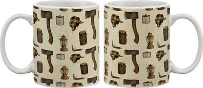15% OFF on Artifa Wood And Awe Pattern Porcelain, Ceramic Mug 350 ml