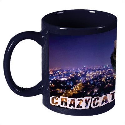 56% OFF on Amy Crazy Cat City Dark Blue Ceramic Mug 330 ml