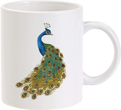 50% OFF on LOLprint Peacock Embroidery Designs Ceramic Mug 325 ml