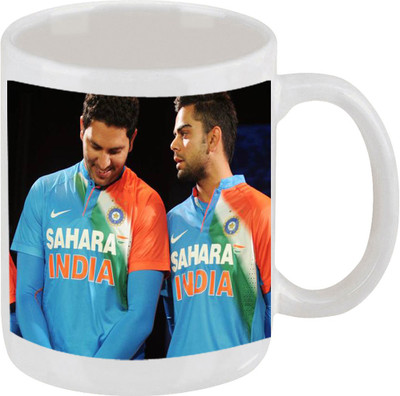 28% OFF on Ellicon C196 India Cricket Team Coffee Ceramic Mug 325 ml