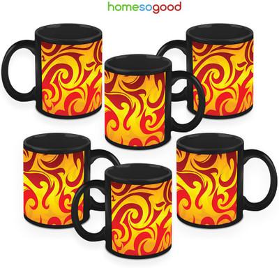 41% OFF on HomeSoGood The Art Of Fire Coffee Ceramic Mug 280 ml, Pack of 6